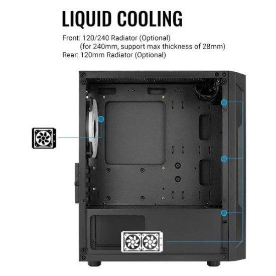 Кутия за компютър AeroCool Case mATX - Trinity Mini-G-BK-v3 - 3 fans included, Tempered Glass