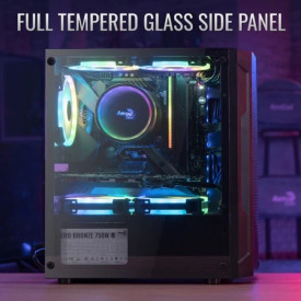 Кутия за компютър AeroCool Case mATX - Trinity Mini-G-BK-v3 - 3 fans included, Tempered Glass