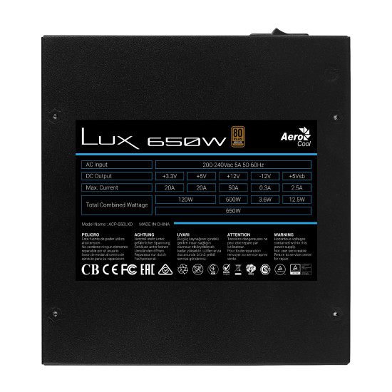 Захранване AeroCool PSU LUX-650W Bronze - ACPB-LD65AEC.11