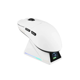 Безжична мишка Ajazz AJ159 APEX - Wireless Gaming Mouse - 8K, Magnetic Charging Dock, White