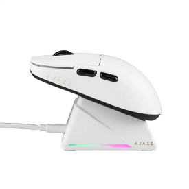 Безжична мишка Ajazz AJ159 APEX - Wireless Gaming Mouse - 8K, Magnetic Charging Dock, White