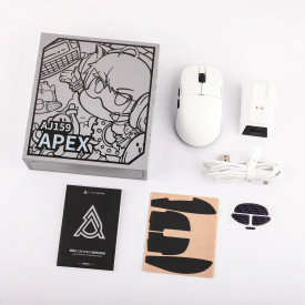 Безжична мишка Ajazz AJ159 APEX - Wireless Gaming Mouse - 8K, Magnetic Charging Dock, White