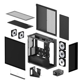 Кутия за компютър ARCTIC Xtender VG, E-ATX, Mid-Tower, Dual Chamber, 5 ARGB, Mirror Black