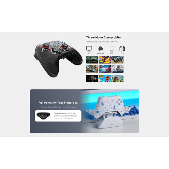 Безжичен контролер ATK Gamepad Set Battleaxe Pro - Hall Effect, Wireless, Bluetooth, 1000Hz - Black
