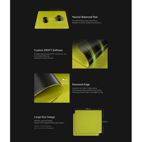 Подложка за мишка ATK Gaming Mousepad 99G CARBON - Korean Polyurethane, 490 x 420 мм