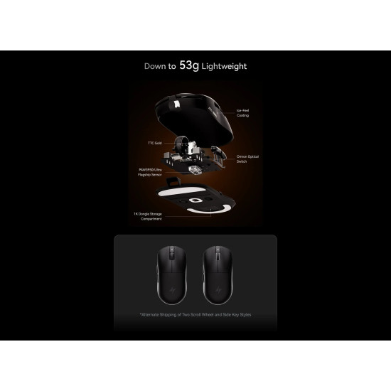 Безжична мишка ATK Wireless Gaming Mouse A9 Plus Tri-mode Nearlink - 1K, White