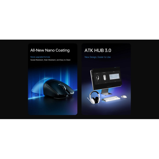 Безжична мишка ATK Wireless Gaming Mouse F1 Ultimate 2.0 - 8K, White