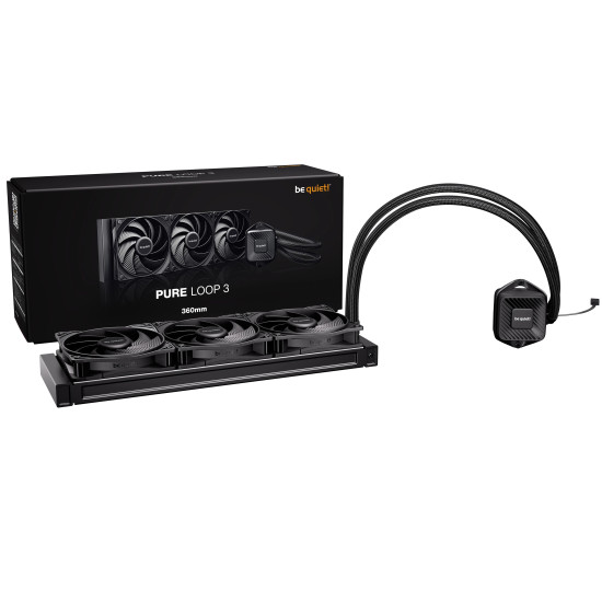 Водно охлаждане be quiet Pure Loop 3 360mm, AIO, 3 x 120mm PWM fans, Silent pump, No RGB, Black