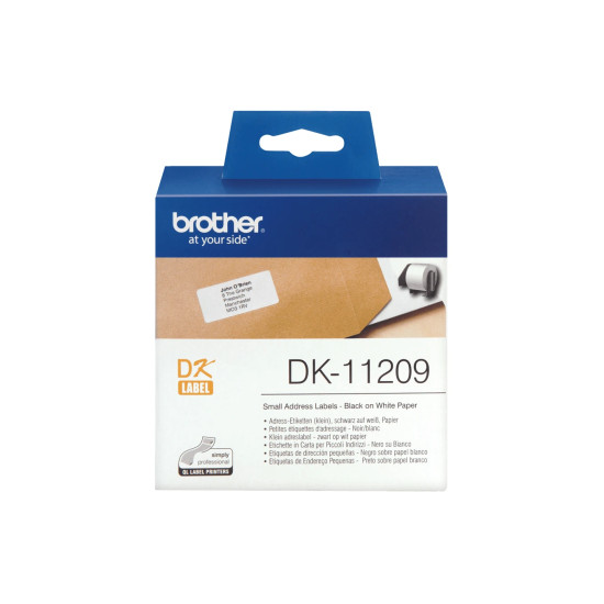 Етикети Brother DK-11209 - Small Address Paper Labels, 29mmx62mm, 800 labels per roll, Black on White - DK-11209