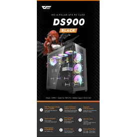 Кутия за компютър DarkFlash DS900 Black, ATX, 7 x 120mm ARGB Fans included, USB-C