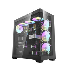 Кутия за компютър DarkFlash DS900 Black, ATX, 7 x 120mm ARGB Fans included, USB-C