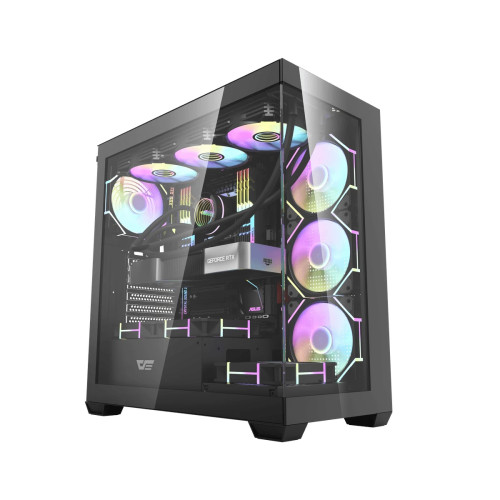 Кутия за компютър DarkFlash DS900 Black, ATX, 7 x 120mm ARGB Fans included, USB-C