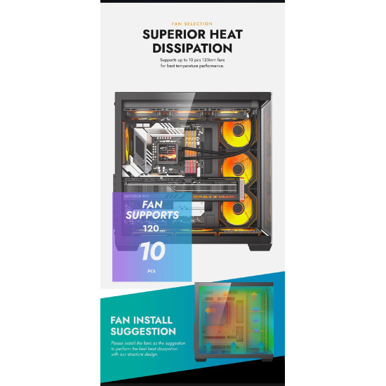 Кутия за компютър Darkflash Case EATX - C280 Black - 7 ARGB fans