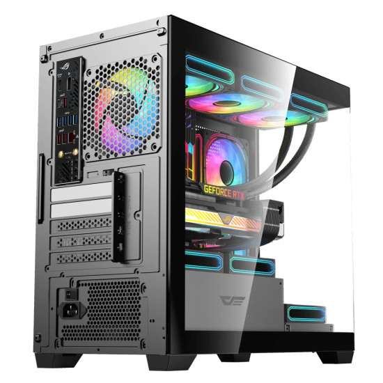 Кутия за компютър DarkFlash DS900M Mesh Case, 6 x 120mm ARGB Fans Included, Tempered Glass Panel, Black