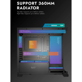 Кутия за компютър DarkFlash DS900M Mesh Case, 6 x 120mm ARGB Fans Included, Tempered Glass Panel, Black