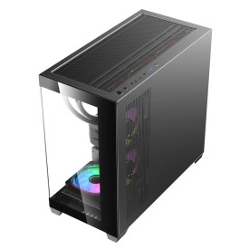 Кутия за компютър DarkFlash DS900M Mesh Case, 6 x 120mm ARGB Fans Included, Tempered Glass Panel, Black