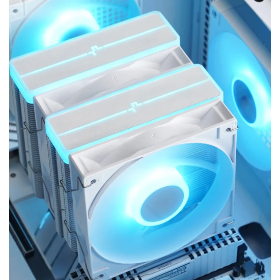 Охладител за процесор DeepCool CPU Cooler AG620 WH - Addressable RGB V2, Dual-Tower - LGA1700/AM5