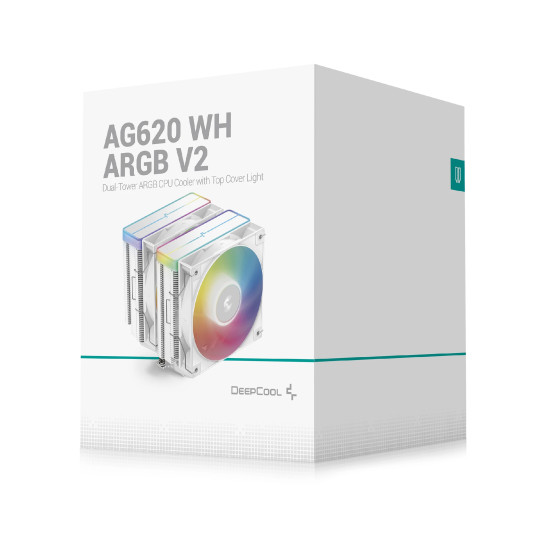 Охладител за процесор DeepCool CPU Cooler AG620 WH - Addressable RGB V2, Dual-Tower - LGA1700/AM5
