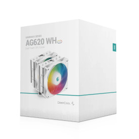 Охладител за процесор DeepCool CPU Cooler AG620 White - Addressable RGB, Dual-Tower - LGA1700/AM5