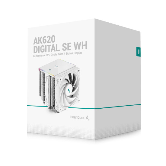 Охладител за процесор DeepCool AK620 Digital SE WH, 2x120mm, 2.4 инча Display, ARGB