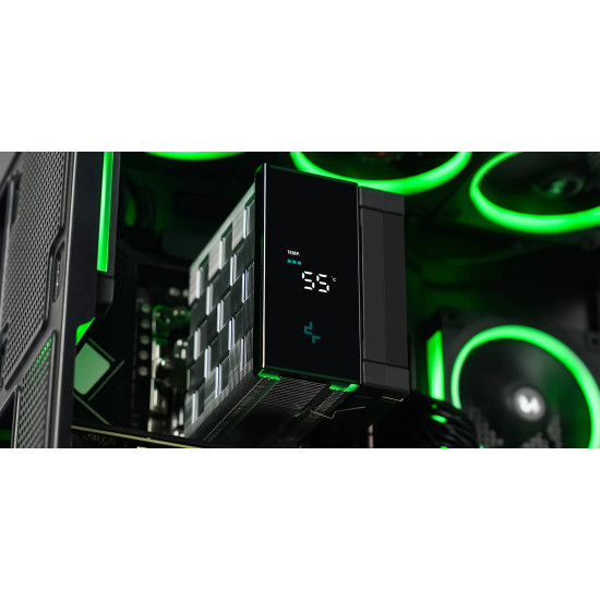 Охладител за процесор DeepCool AK500S Digital, 120mm, 2.4 инча Display, ARGB