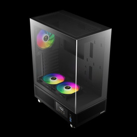 Кутия за компютър Gamdias Case ATX - ATLAS E1 - 3 x 120 mm A-RGB, Digital Display, Tempered Glass