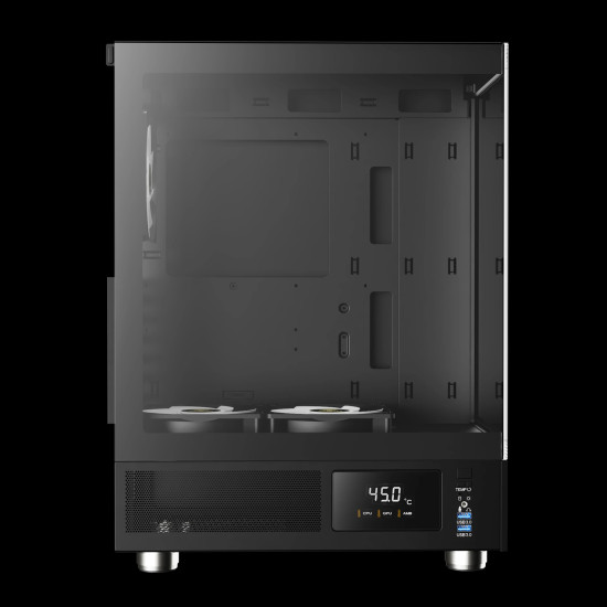 Кутия за компютър Gamdias Case ATX - ATLAS E1 - 3 x 120 mm A-RGB, Digital Display, Tempered Glass