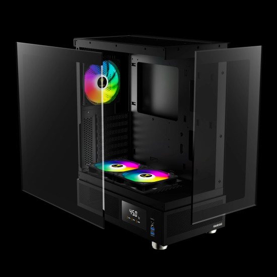 Кутия за компютър Gamdias Case ATX - ATLAS E1 - 3 x 120 mm A-RGB, Digital Display, Tempered Glass