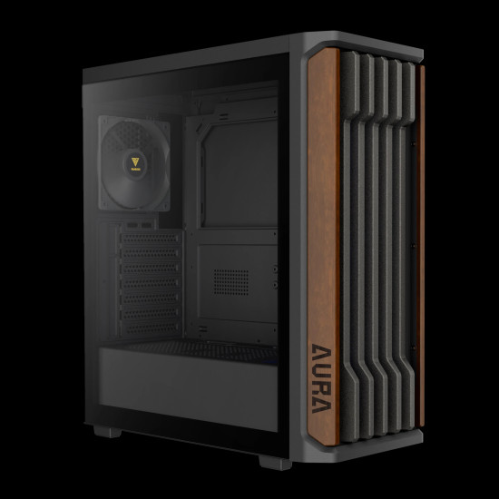 Кутия за компютър Gamdias Case ATX - AURA GC11 Wood Black - USB-C