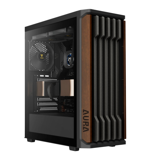 Кутия за компютър Gamdias Case ATX - AURA GC11 Wood Black - USB-C