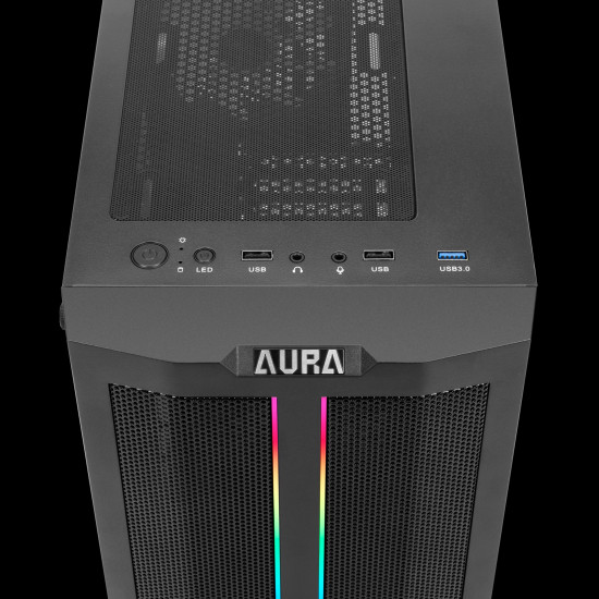 Кутия за компютър Gamdias Case ATX - AURA GC3 - Mesh, aRGB, Tempered Glass