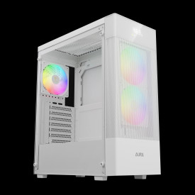 Кутия за компютър GAMDIAS AURA GC5 ELITE WH ARGB, Mid-Tower, Digital Display, 3 ARGB Fans