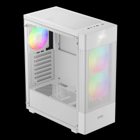 Кутия за компютър GAMDIAS AURA GC5 ELITE WH ARGB, Mid-Tower, Digital Display, 3 ARGB Fans