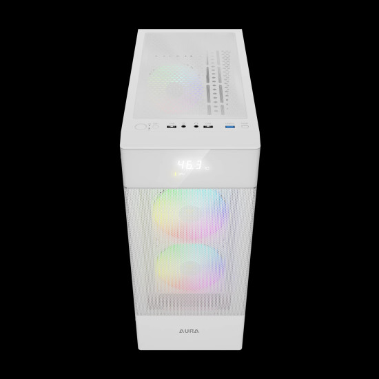 Кутия за компютър GAMDIAS AURA GC5 ELITE WH ARGB, Mid-Tower, Digital Display, 3 ARGB Fans