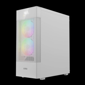 Кутия за компютър GAMDIAS AURA GC5 ELITE WH ARGB, Mid-Tower, Digital Display, 3 ARGB Fans