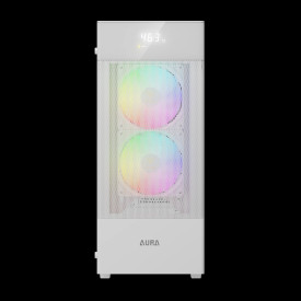 Кутия за компютър GAMDIAS AURA GC5 ELITE WH ARGB, Mid-Tower, Digital Display, 3 ARGB Fans