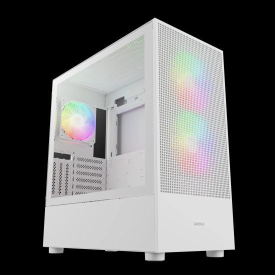 Кутия за компютър Gamdias Case EATX - TALOS E3 MESH ELITE White - aRGB, Tempered Glass