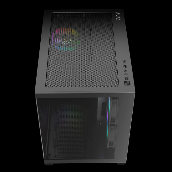 Кутия за компютър Gamdias Aura GC10M V2, ARGB fans, Tempered Glass, Black