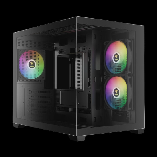 Кутия за компютър Gamdias Aura GC10M V2, ARGB fans, Tempered Glass, Black