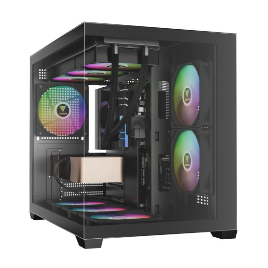 Кутия за компютър Gamdias Aura GC10M V2, ARGB fans, Tempered Glass, Black