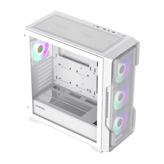 Кутия за компютър Gamemax Case EATX - SIEGE White - Addressable RGB