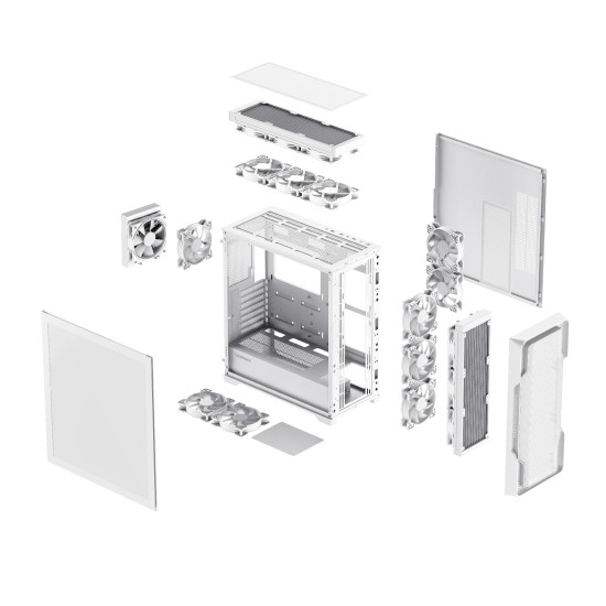 Кутия за компютър Gamemax Case EATX - SIEGE White - Addressable RGB