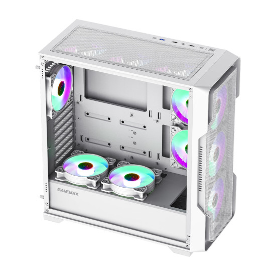 Кутия за компютър Gamemax Case EATX - SIEGE White - Addressable RGB