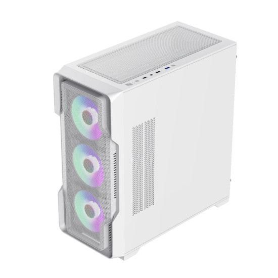 Кутия за компютър Gamemax Case EATX - SIEGE White - Addressable RGB