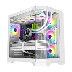 Кутия за компютър GameMax Infinity, Mid-Tower ATX, Tempered Glass, ARGB, White