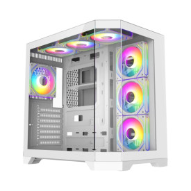 Кутия за компютър GameMax Infinity, Mid-Tower ATX, Tempered Glass, ARGB, White