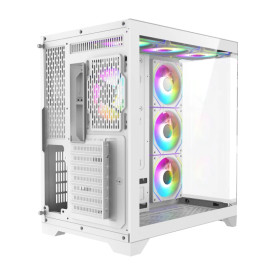 Кутия за компютър GameMax Infinity, Mid-Tower ATX, Tempered Glass, ARGB, White