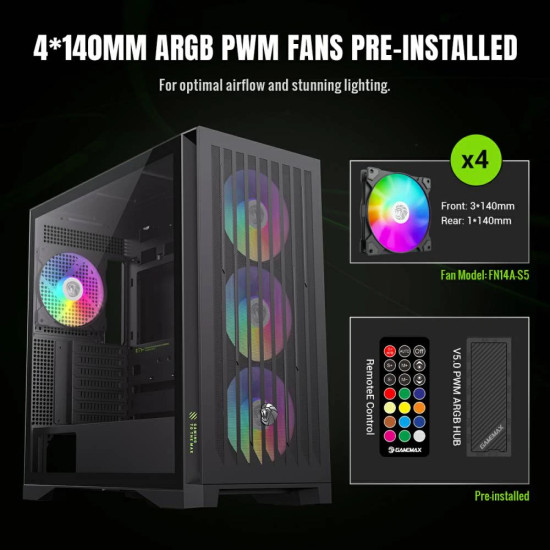 Кутия за компютър Gamemax Case EATX - Leader 2 - Addressable RGB