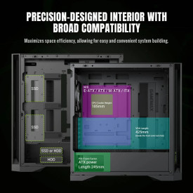 Кутия за компютър Gamemax Case EATX - Leader 2 - Addressable RGB