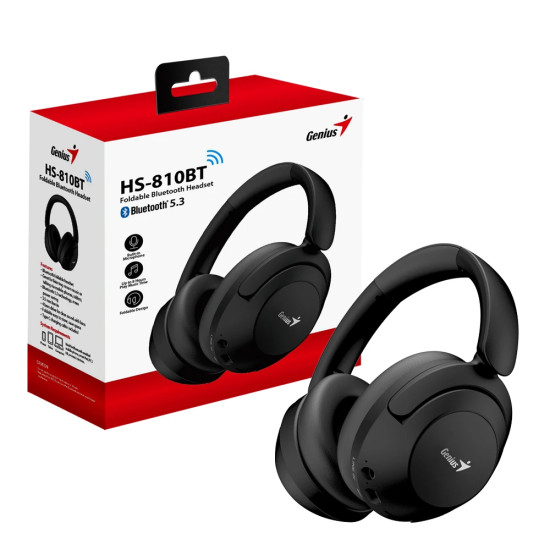 Безжични слушалки Genius Headphones Bluetooth 5.3 - HS-810BT, Black